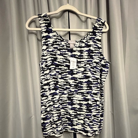 CHICO'S Travelers Patterned Stretch Tank Top - Chico's Size 2 L NWT - Picture 1 of 5